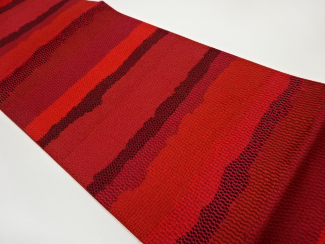 リサイクル　本場筑前博多変わり横段模様織出し名古屋帯